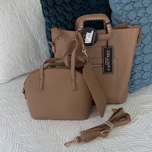 Deluxity LA Women’s Taupe 3-Piece Handbag Set